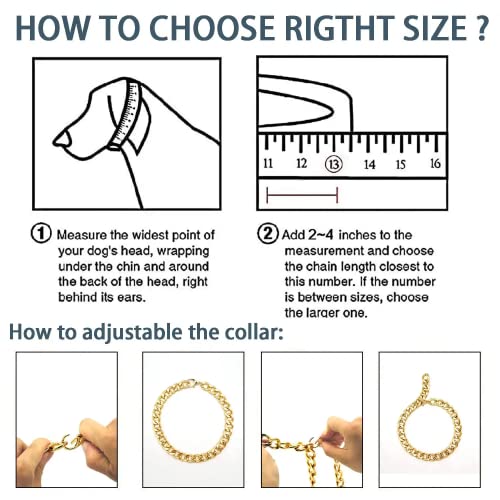 18K Gold Plated Dog Chain Collar-3/4 Inch (20mm) Width Cuban Link Durable Dog Necklace, Cute Fashion Pet Collar for Pit Bulldog, Light Metal Jewelry Bold Chain Puppy Accessories (26 inch, Gold)