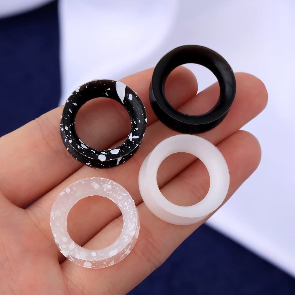 OUFER 8PCS Silicone Ear Gauges Flexible Ear Tunnels Plugs Stretchers Expander Double Flared Flesh Ear Piercing Jewelry for Women Men