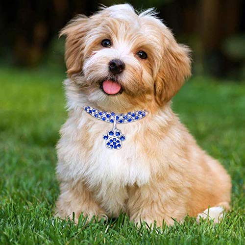 Pet Collar with Diamonds, Adjustable Crystal Diamond Elastic Heart Claw Pendant Wedding cat and Dog Small pet Necklace Jewelry