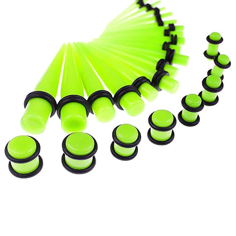 50 Pieces Ear Stretching Kit 14G-00G Acrylic Tapers and Plugs + Silicone Tunnels - Ear Gauges Expander Set Body Piercing Jewelry