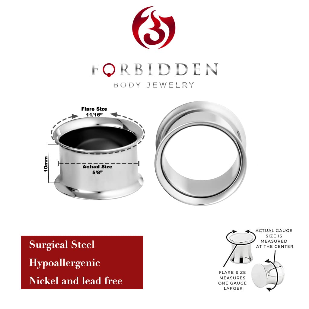 Forbidden Body Jewelry Ear Gauges, Ear Tunnels, Tunnels For Ears, 12G-2 Inch Surgical Steel Mirror Finish Double Flared Tunnel Plug Earrings (Sold in Pairs)