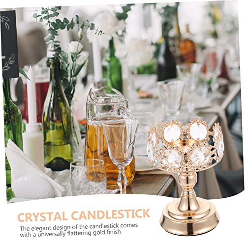 Alipis Crystal Candle Holder Candle Holder Centerpiece Candle Holder Rhinestone Metal Candle Gold Candlestick Holder Candle Holder Crystal 3 Wick Candle Holder Crafts Iron Banquet Fashion