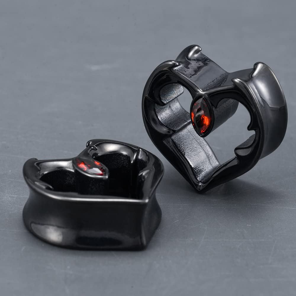 2PCS Ear Gauges Double Flared Plugs Sweet Cool Ear Stretcher Expander Heart Shape Gauge Earrings For Women Cute Piercings 0g-1"