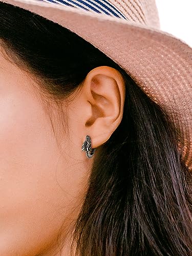 FaithHeart Dragon/Dinosaur/Snake Hoop Earrings for Men, Sturdy Stainless Steel Punk Biker Animals Hypoallergenic Jewelry, Gift Box