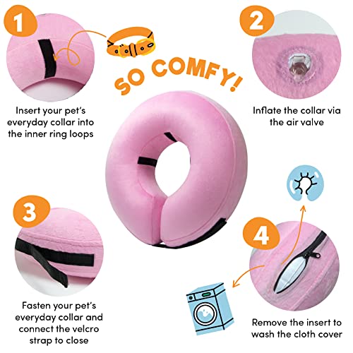 BENCMATE Protective Inflatable Collar for Dogs and Cats - Soft Pet Recovery Collar Does Not Block Vision E-Collar (X-Large, Blue)