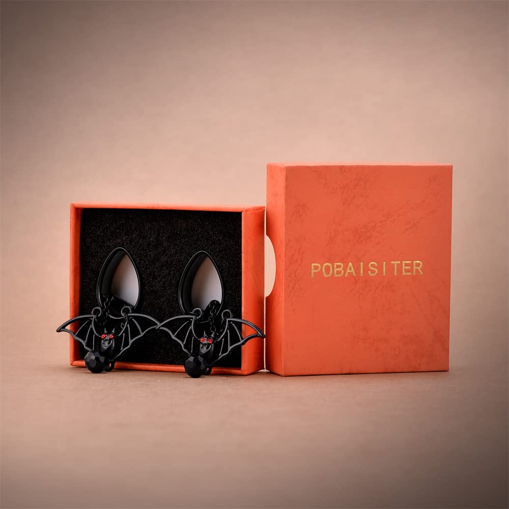 2PCS Stainless Steel Ear Gauges Tunnels Hollow Spider Bee Bat Chain Screw Fit For Men Women 6mm-25mm