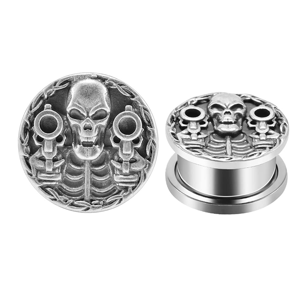 1 Pair Stainless Steel Dragon Head Ear Gauges Tunnels Jewelry For Man For Woman Body Piercing Jewelry 2g-1/2 Inch Stretcher Plugs