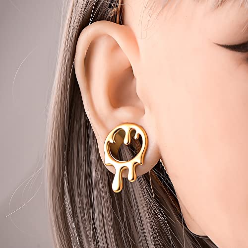 2PCS Cool Water Drops Ear Tunnels Plugs 316 Stainless Steel Ear Gauges Hypoallergenic Earring Expanders for Stretched Piercing Body Jewelry