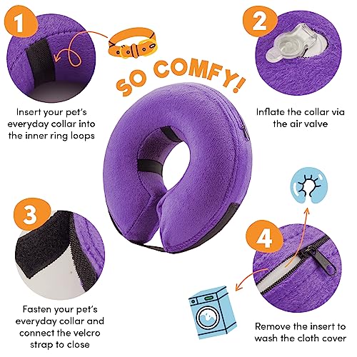 BENCMATE Protective Inflatable Collar for Dogs and Cats - Soft Pet Recovery Collar Does Not Block Vision E-Collar (X-Large, Blue)