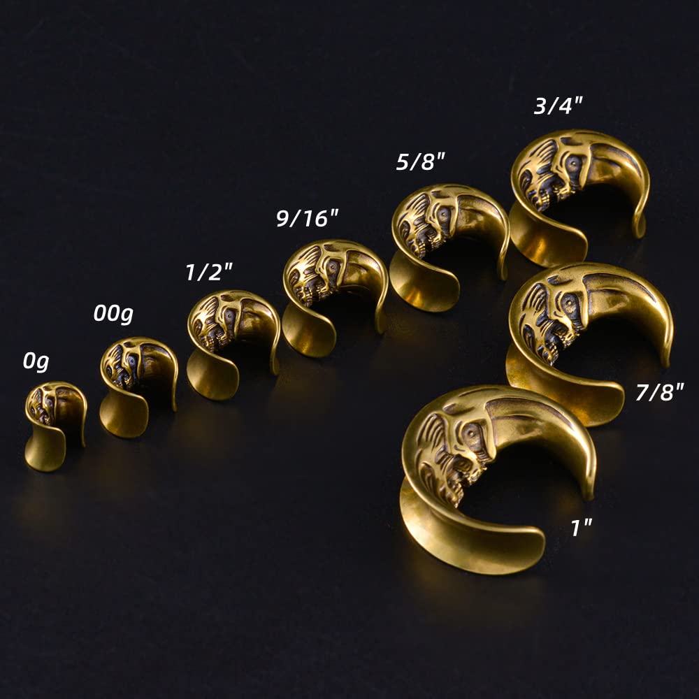 2PCS Moon Ear Gauges Ear Plugs and Tunnels Gauge for Ears Expander Piercing Gauge 10mm-25mm(00g-1")