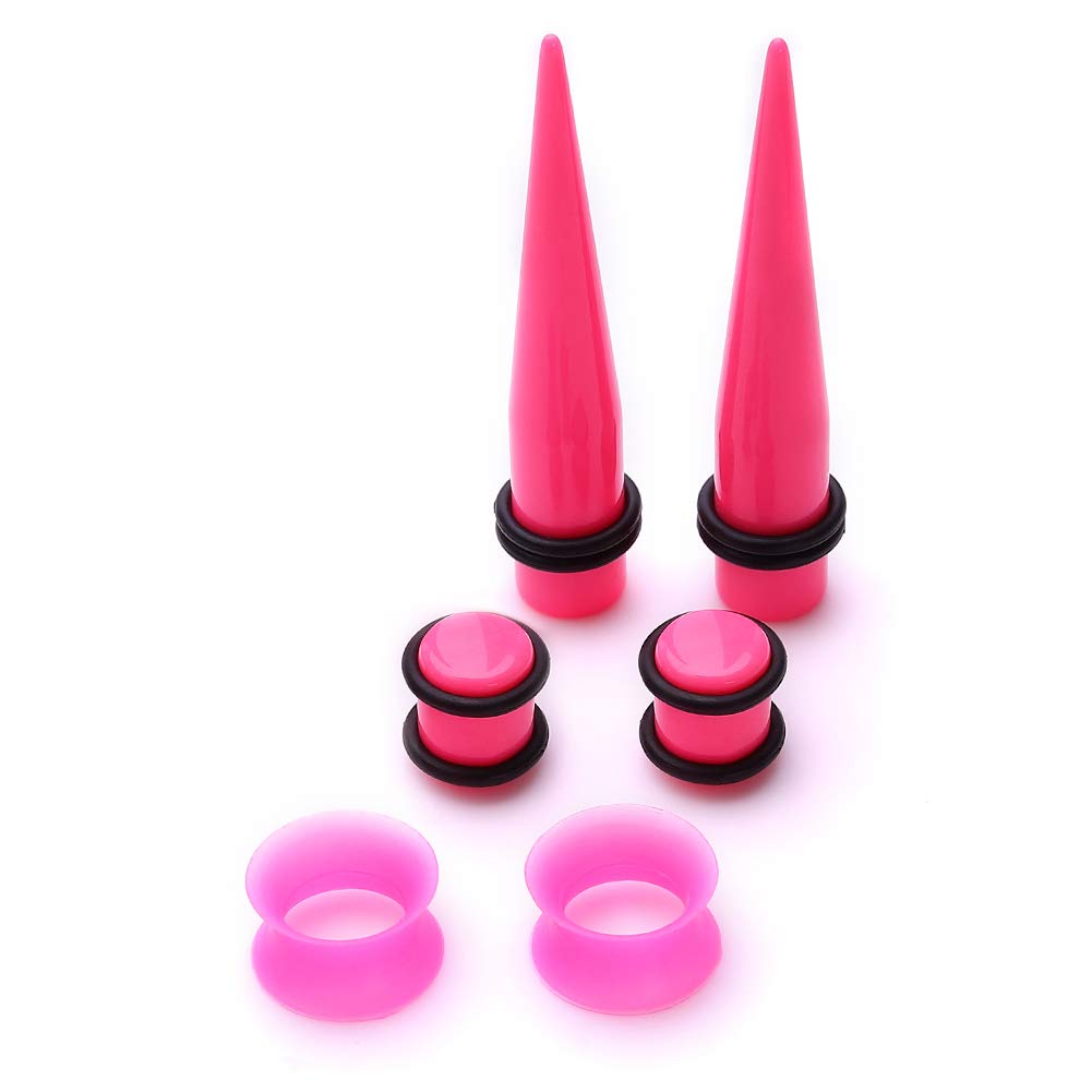 50 Pieces Ear Stretching Kit 14G-00G Acrylic Tapers and Plugs + Silicone Tunnels - Ear Gauges Expander Set Body Piercing Jewelry