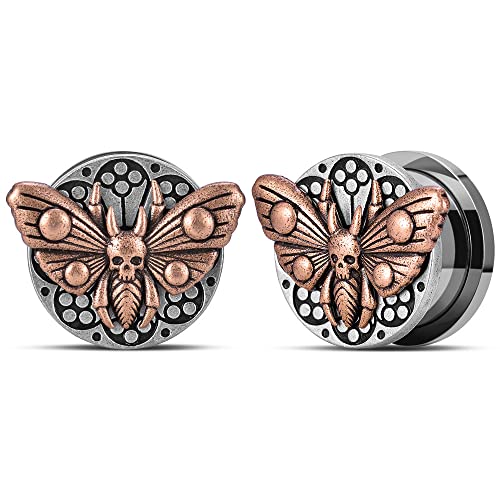 1 Pair Retro Ear Gauges Screw Fit Plug Flesh Tunnels Cat Fox Elephant Stretcher Earrings Hanger Expander Piercing Jewelry 8mm-25mm