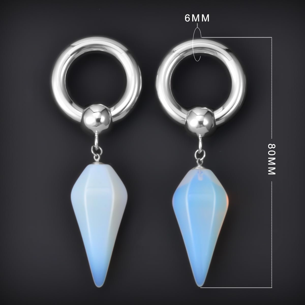 2g Ear Hanger Heavy Dangle Gauge Plug For Women 6mm Ear Weight For Stretched Ears Opal Gauge Tunnels For Ear Women Body Piercing Jewelry