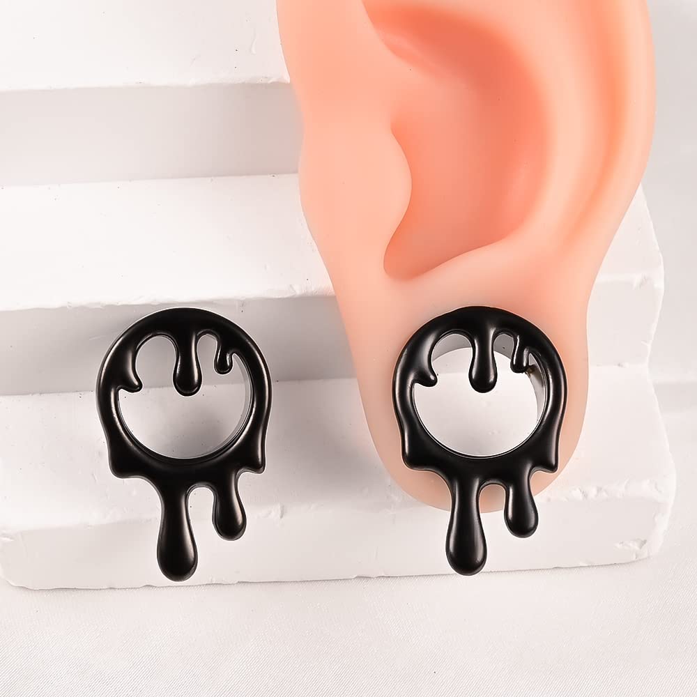 2PCS Cool Water Drops Ear Tunnels Plugs 316 Stainless Steel Ear Gauges Hypoallergenic Earring Expanders for Stretched Piercing Body Jewelry