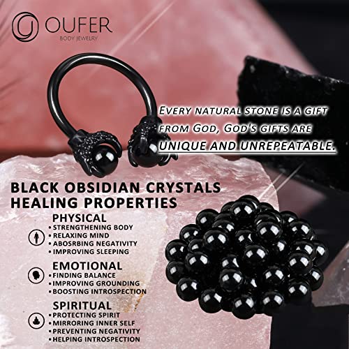 OUFER 316L Surgical Steel Circular Earrings Two White Opals Surrounded by Dragon Claws Cartilage Earing Ear Body Piercing Jewelry Helix Earrings Piercing…