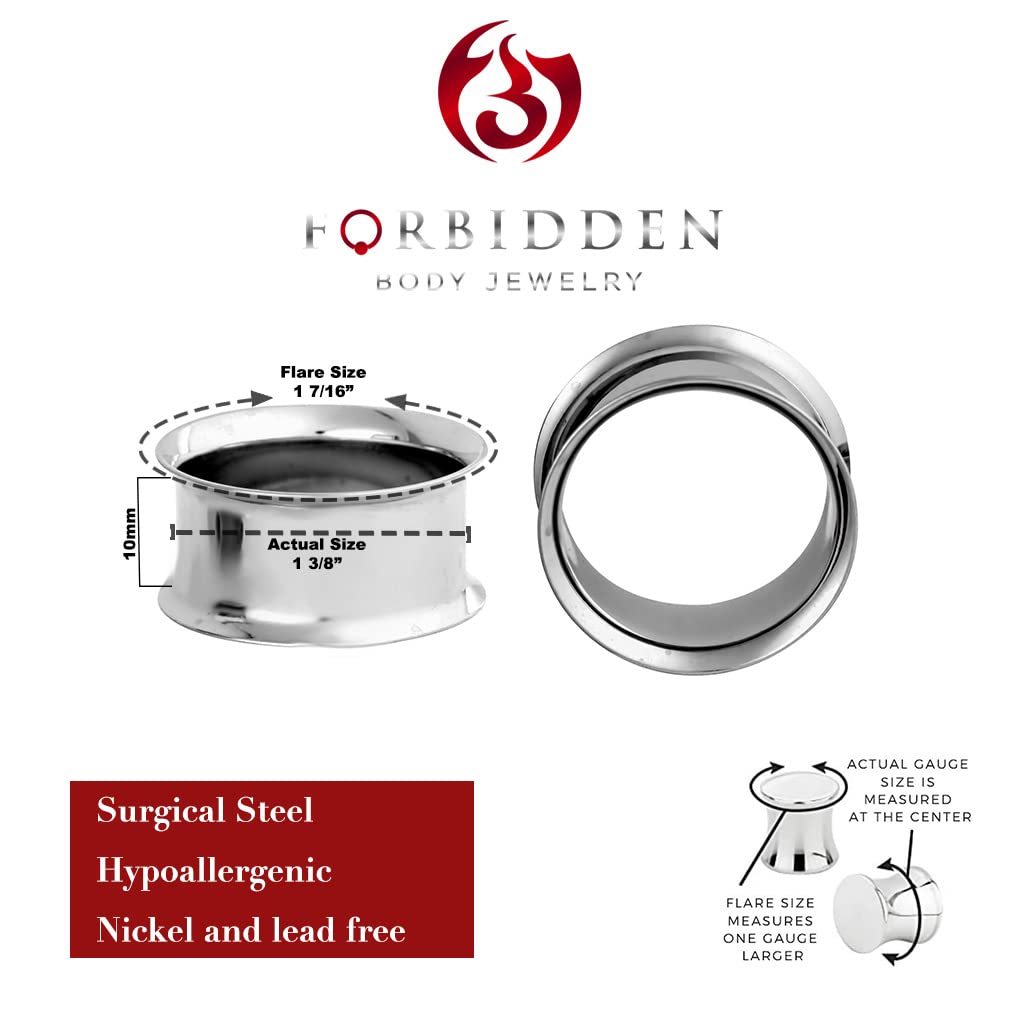 Forbidden Body Jewelry Ear Gauges, Ear Tunnels, Tunnels For Ears, 12G-2 Inch Surgical Steel Mirror Finish Double Flared Tunnel Plug Earrings (Sold in Pairs)