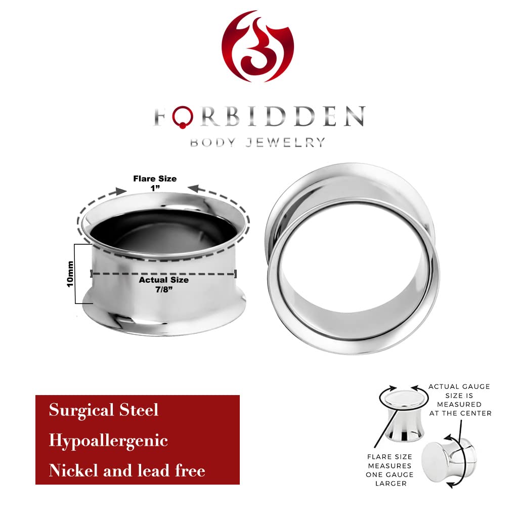 Forbidden Body Jewelry Ear Gauges, Ear Tunnels, Tunnels For Ears, 12G-2 Inch Surgical Steel Mirror Finish Double Flared Tunnel Plug Earrings (Sold in Pairs)