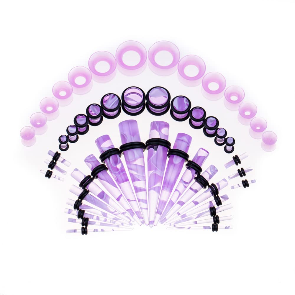 Memsion Ear Stretching Kit 50 Pieces 14Gauges-00Gauges Earrings Piercing Kit