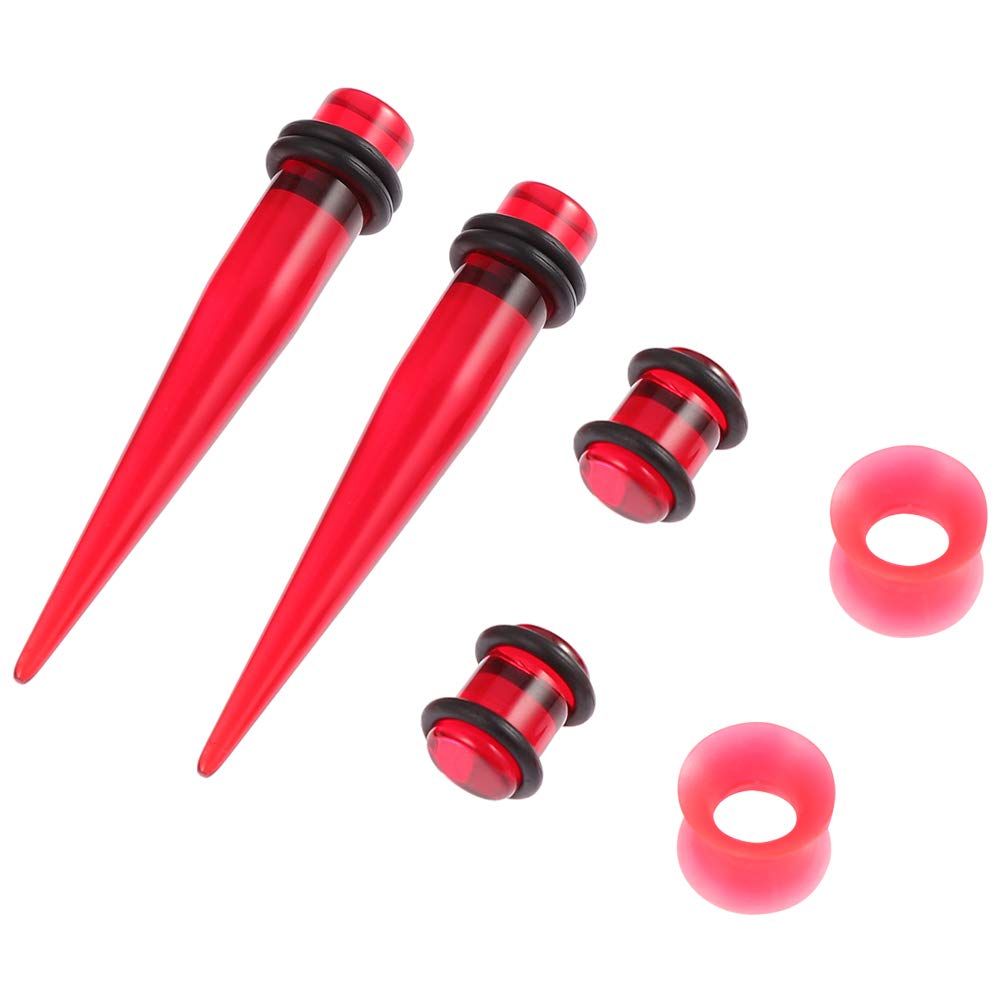 50 Pieces Ear Stretching Kit 14G-00G Acrylic Tapers and Plugs + Silicone Tunnels - Ear Gauges Expander Set Body Piercing Jewelry