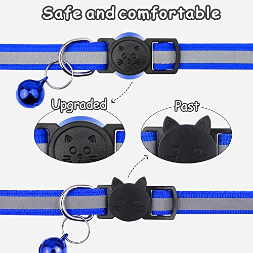 Taglory Reflective Cat Collars Breakaway with Bell, 2-Pack Girl Boy Pet Kitten Collar Adjustable 7.5-12.5 Inch, Green