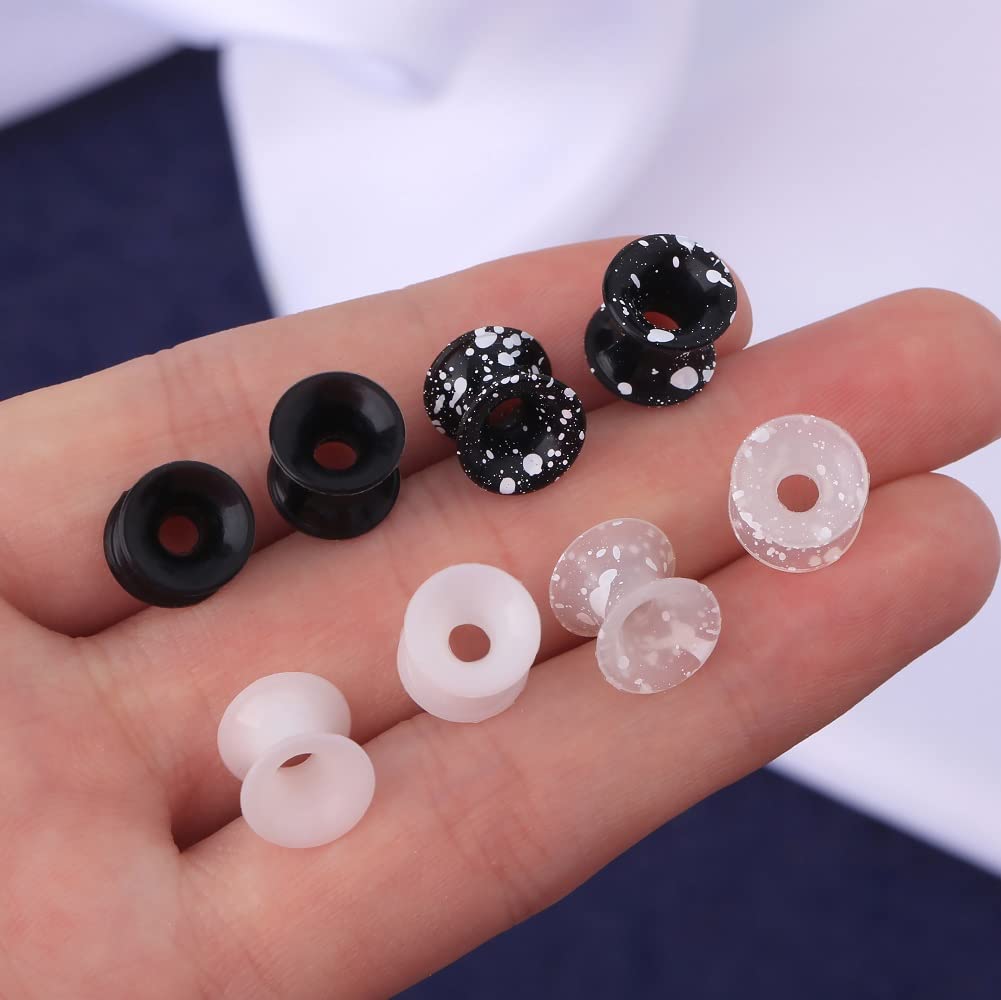 OUFER 8PCS Silicone Ear Gauges Flexible Ear Tunnels Plugs Stretchers Expander Double Flared Flesh Ear Piercing Jewelry for Women Men