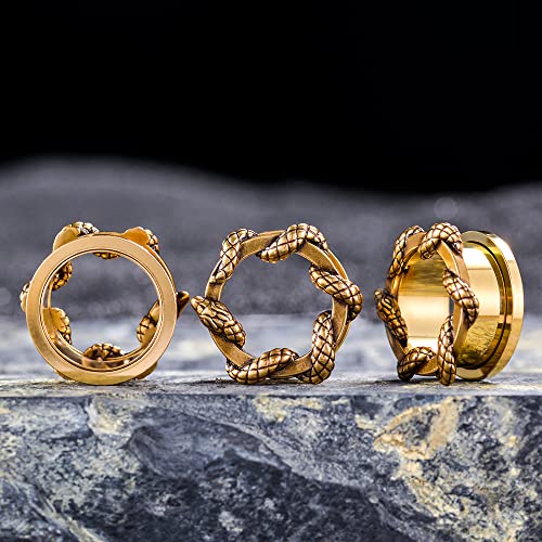 2PCS Stainless Steel Ear Gauges Screw Back Fit Tunnels For Ear Articulated Snake Cool Ear Stretchers Expander Double Flared Body Piercing Jewelry 0g-1inch