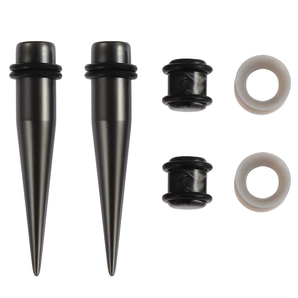 50 Pieces Ear Stretching Kit 14G-00G Acrylic Tapers and Plugs + Silicone Tunnels - Ear Gauges Expander Set Body Piercing Jewelry