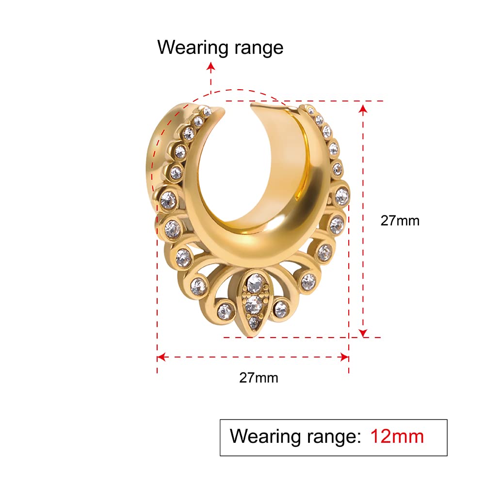 2PCS Moon Ear Gauges Ear Plugs and Tunnels Gauge for Ears Expander Piercing Gauge 10mm-25mm(00g-1")