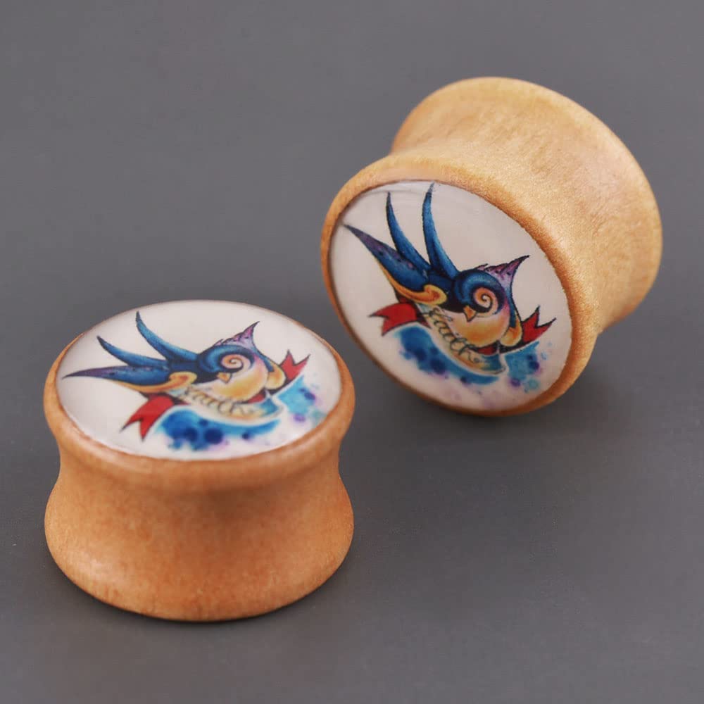 2 PCS Ear Gauges Resin Wood Stretching Ear Tunnels Expanders Body Piercing Jewelry