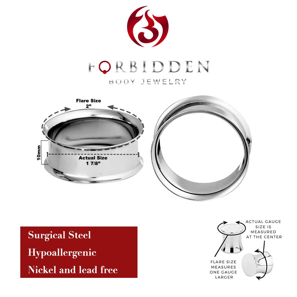 Forbidden Body Jewelry Ear Gauges, Ear Tunnels, Tunnels For Ears, 12G-2 Inch Surgical Steel Mirror Finish Double Flared Tunnel Plug Earrings (Sold in Pairs)