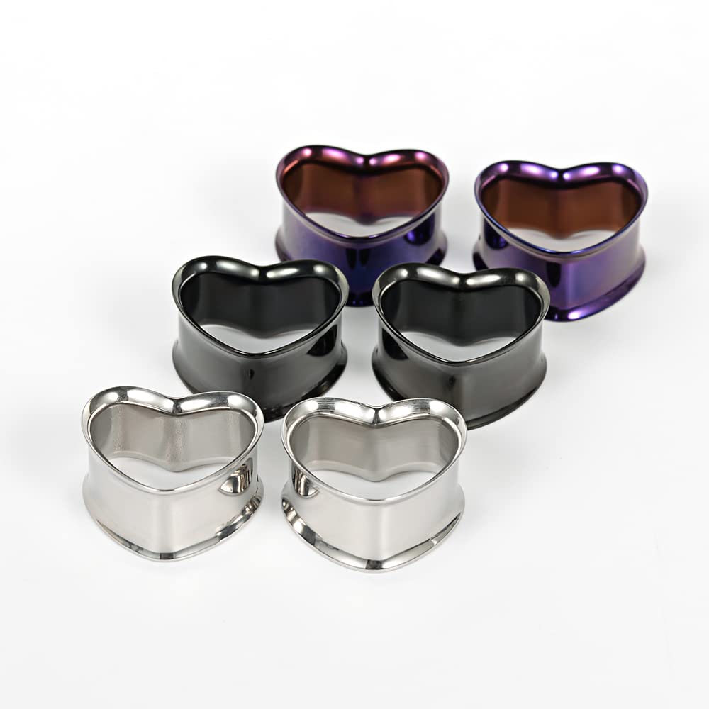 2PCS Stainless Steel Screw Ear Gauges Tunnels Hollow Double Flare Black Gold For Man For Woman Body Piercing Jewelry 6mm-30mm Stretcher