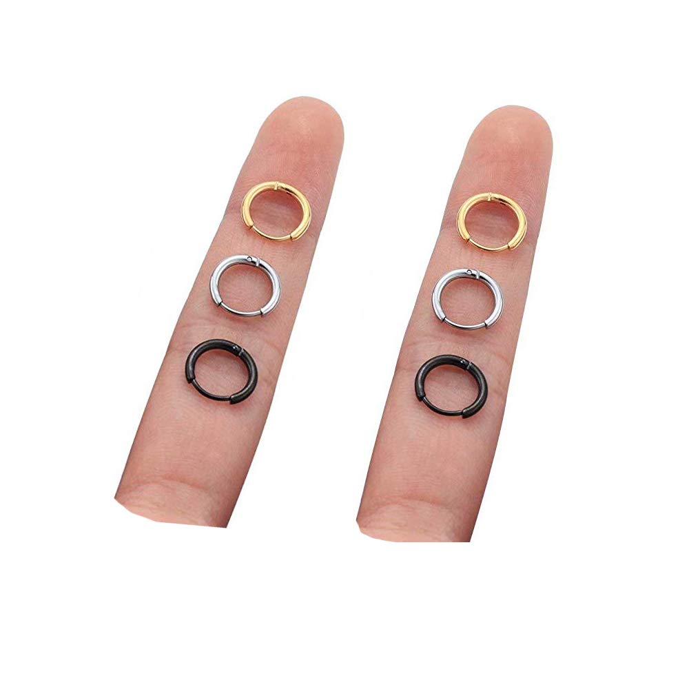 316L Surgical Stainless Steel Huggie Hoop Earrings 6mm 8mm 10mm 11mm 12mm 14mm Hypoallergenic Earrings Hoop Cartilage Helix Lobes Hinged Sleeper Earrings For Men Women Girls