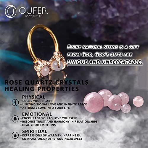 OUFER 316L Surgical Steel Circular Earrings Two White Opals Surrounded by Dragon Claws Cartilage Earing Ear Body Piercing Jewelry Helix Earrings Piercing…