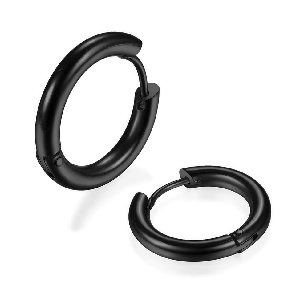 316L Surgical Stainless Steel Huggie Hoop Earrings 6mm 8mm 10mm 11mm 12mm 14mm Hypoallergenic Earrings Hoop Cartilage Helix Lobes Hinged Sleeper Earrings For Men Women Girls