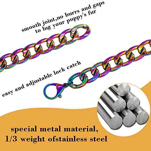 18K Gold Plated Dog Chain Collar-3/4 Inch (20mm) Width Cuban Link Durable Dog Necklace, Cute Fashion Pet Collar for Pit Bulldog, Light Metal Jewelry Bold Chain Puppy Accessories (26 inch, Gold)