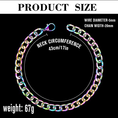 18K Gold Plated Dog Chain Collar-3/4 Inch (20mm) Width Cuban Link Durable Dog Necklace, Cute Fashion Pet Collar for Pit Bulldog, Light Metal Jewelry Bold Chain Puppy Accessories (26 inch, Gold)