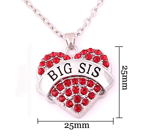 Charm.L Grace Crystal Heart Necklaces Set Mom Big Sis Middle Lil Sister