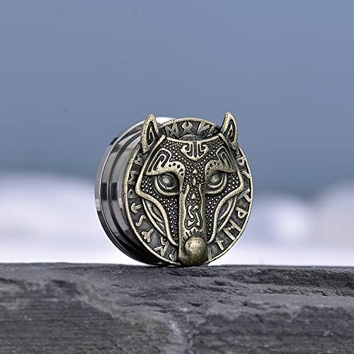 1 Pair Retro Ear Gauges Screw Fit Plug Flesh Tunnels Cat Fox Elephant Stretcher Earrings Hanger Expander Piercing Jewelry 8mm-25mm