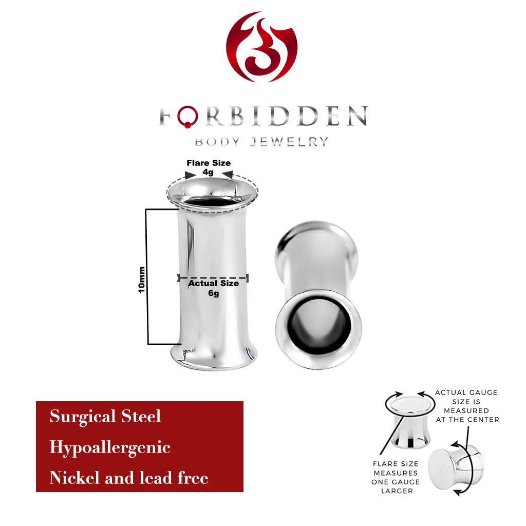 Forbidden Body Jewelry Ear Gauges, Ear Tunnels, Tunnels For Ears, 12G-2 Inch Surgical Steel Mirror Finish Double Flared Tunnel Plug Earrings (Sold in Pairs)