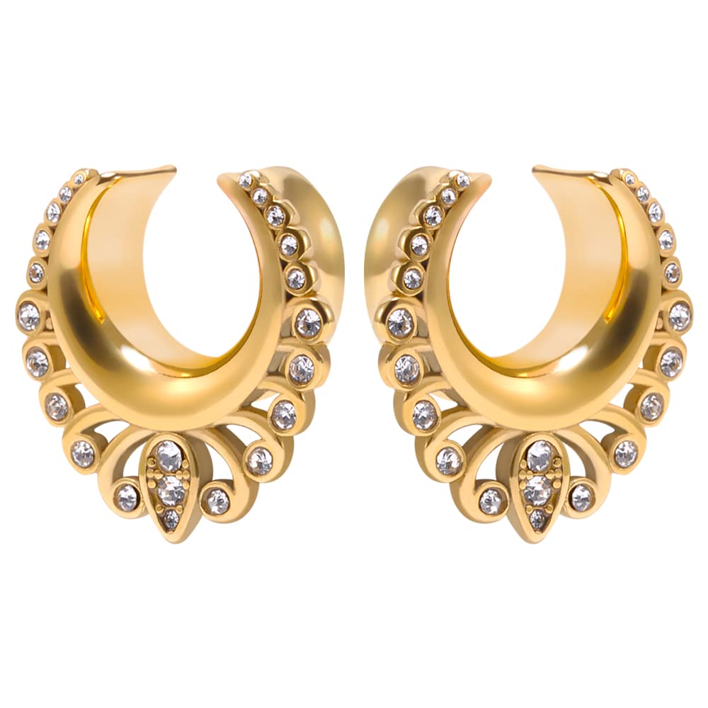 2PCS Moon Ear Gauges Ear Plugs and Tunnels Gauge for Ears Expander Piercing Gauge 10mm-25mm(00g-1")