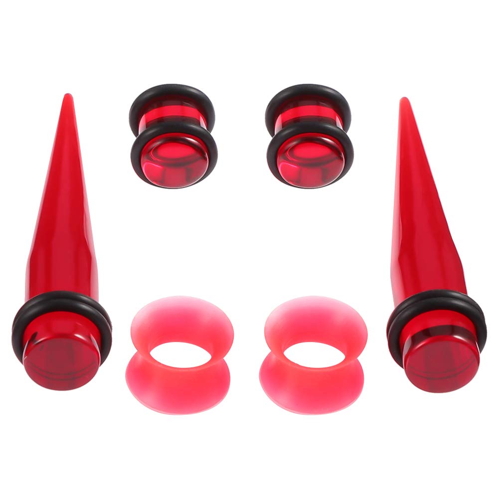 50 Pieces Ear Stretching Kit 14G-00G Acrylic Tapers and Plugs + Silicone Tunnels - Ear Gauges Expander Set Body Piercing Jewelry