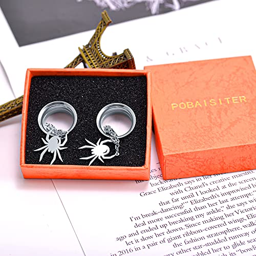 2PCS Stainless Steel Ear Gauges Tunnels Hollow Spider Bee Bat Chain Screw Fit For Men Women 6mm-25mm