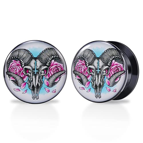 1 Pair Acrylic Solid Screw On Ear Plugs Tunnels Jack Skellington Scream Resin Allergy Free Stretche Nightmare Before Christmasr For Women Men Body Piercing Jewelry