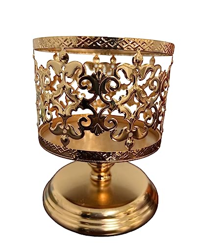 3-Wick Candle Holder Two Color Option Suitable for Large Candle Elegant and Beautiful Home Decor (Gold)