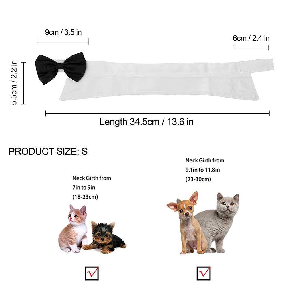 Handcrafted Adjustable Formal Pet Bowtie Collar Neck Tie for Dogs & Cats (S, Black)