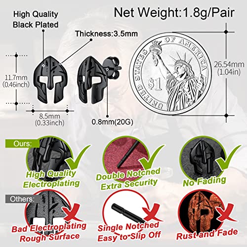 FaithHeart Spartan Helmet Stud Earrings for Men Women, Stainless Steel/18K Gold Plated Greece Jewelry with Delicate Gift Packaging