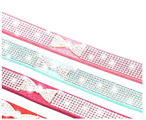 Rhinestone Dog Collar, Cute Dazzling Sparkling Soft Suede Leather Dog Cat Rhinestone Collar Crystal Diamond Pet Dog Puppy Collar (XS, Blue-1)