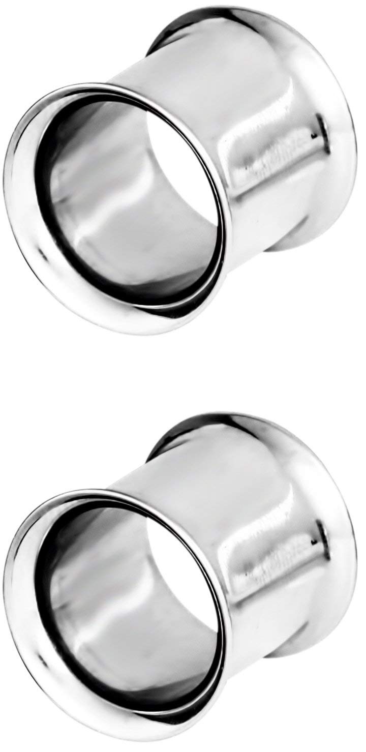 Forbidden Body Jewelry Ear Gauges, Ear Tunnels, Tunnels For Ears, 12G-2 Inch Surgical Steel Mirror Finish Double Flared Tunnel Plug Earrings (Sold in Pairs)