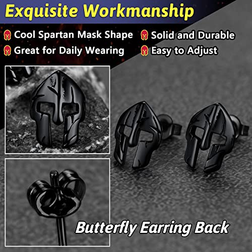 FaithHeart Spartan Helmet Stud Earrings for Men Women, Stainless Steel/18K Gold Plated Greece Jewelry with Delicate Gift Packaging