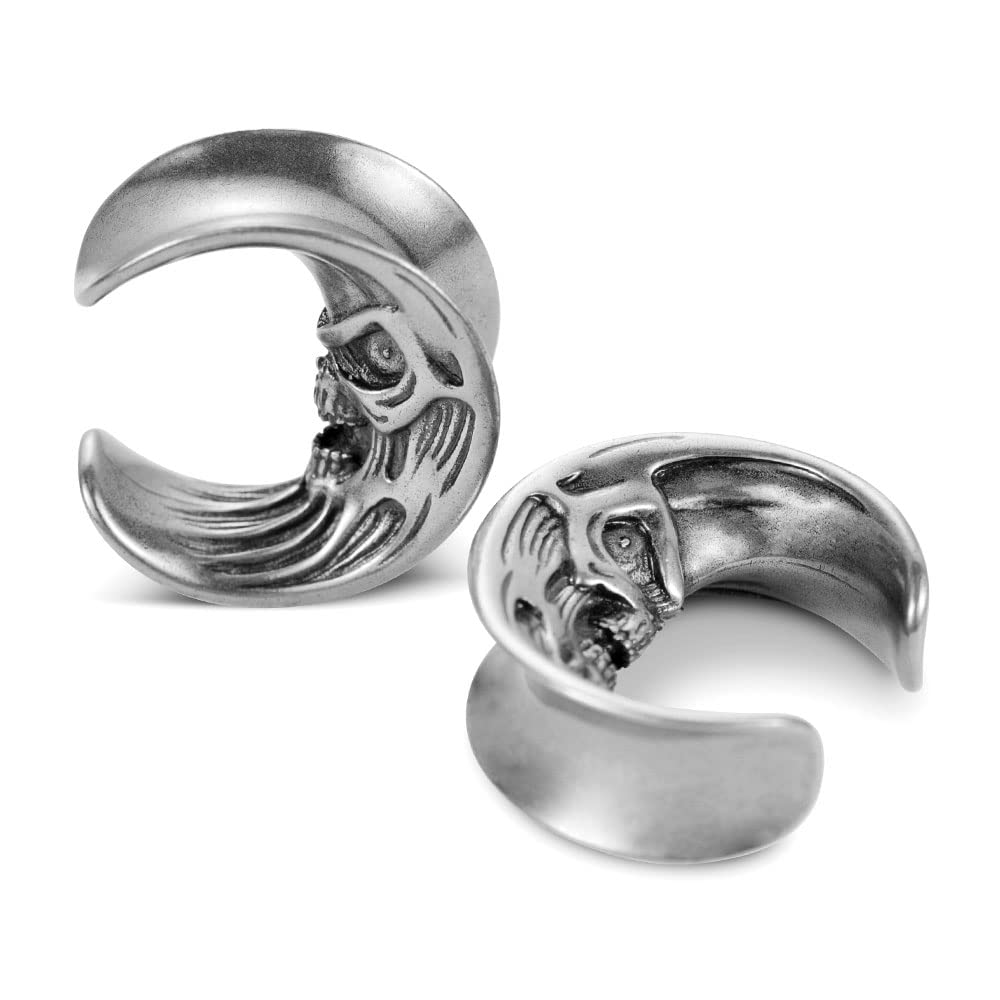 2PCS Moon Ear Gauges Ear Plugs and Tunnels Gauge for Ears Expander Piercing Gauge 10mm-25mm(00g-1")